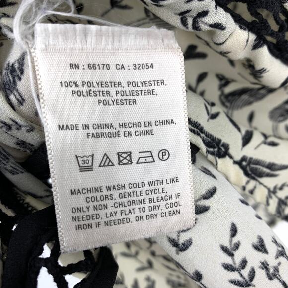 Anthropologie Meadow Rue Blouse Womens Sz XSP Black Cream Floral Lace Inset - Picture 6 of 6